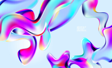 Fototapeta na wymiar Abstract colorful background of glass iridescent shapes. Elegant fluid wallpaper.