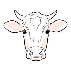 Cow Head Illustration: Clean Lines, Minimal Color