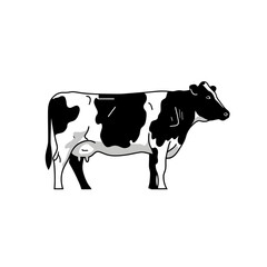 Holstein Cow Illustration: Black and White Farm Animal Vector