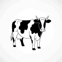 Black and White Cow Illustration - Farm Animal Vector