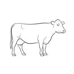 Cow Outline: Simple Farm Animal Illustration for Coloring Pages and Educational Materials