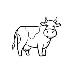 Cow Cartoon Illustration - Farm Animal Outline