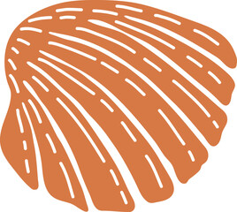 Hand drawn seashell illustration for souvenir printing. Coastal isolated vector clipart. Sea shell silhouette on white background. Creative logo design. Summer vacation trendy graphic print.