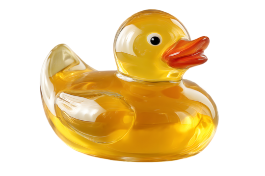 Amber Glass Rubber Duck Figurine Detailed Sculptural Design