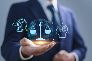 AI ethics and legal concept. Controlling artificial intelligence technology is a high risk....