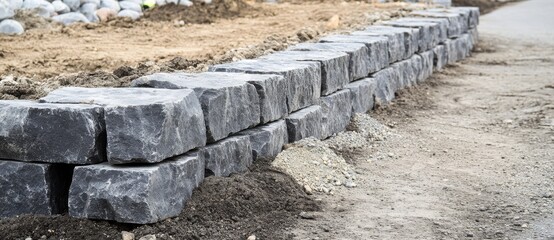 The terms include landscaping, paving stones, construction, worker, and nature