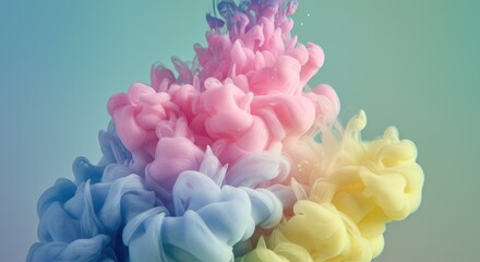 Abstract ink swirl art in pastel gradient colors representing creativity and tranquility with copy space