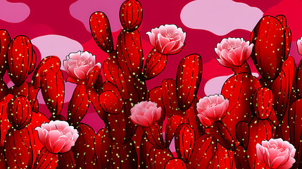background cacti in a desert