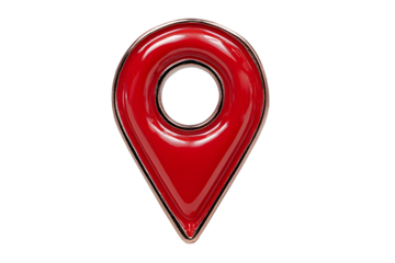 Glossy Red Map Pointer with Rose Gold Trim Detail