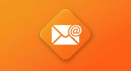 Orange email symbol on vibrant background