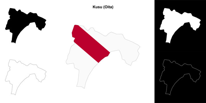 Kusu (Oita) outline map set