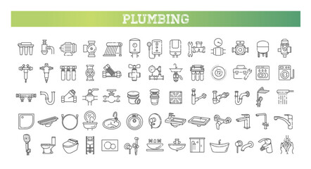 Plumbing outline flat symbols