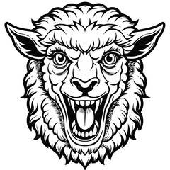 Obraz premium Angry sheep head illustration