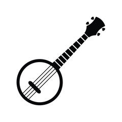 Naklejka premium Acoustic banjo silhouette vector illustration.