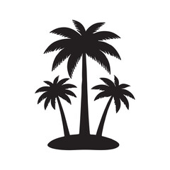 Obraz premium Silhouette of Three Palm Trees on a Tropical Island