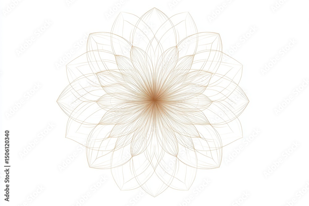 Poster intricate flower design with delicate lines and soft colors, perfect for backgrounds or artistic pro