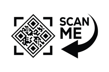 Obraz premium Centered black and white QR code with bold red framing, 