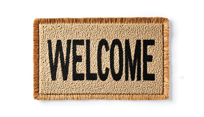 New door mats with word WELCOME on white background, collage. Banner design