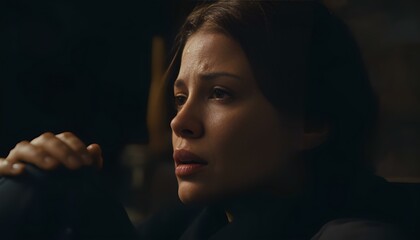 A woman expressing raw sorrow, tears streaming down her face