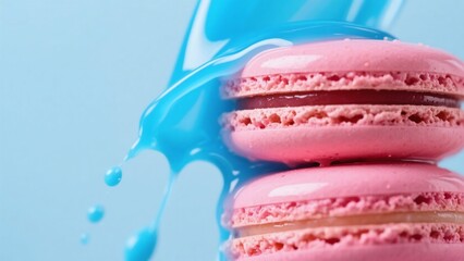 Pink Macarons with Blue Milk