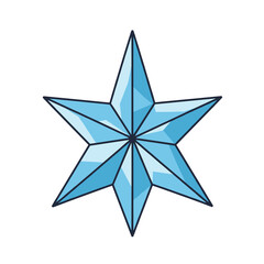 Obraz premium Crystal star with icy blue facets, geometric minimal style, white background