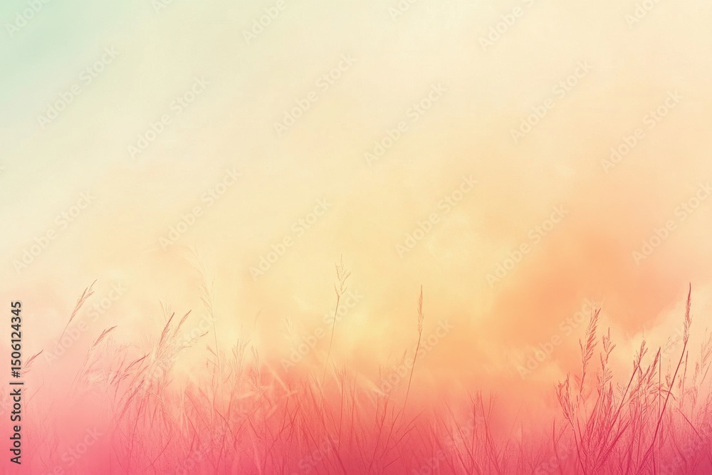 Aufkleber colorful gradient background with soft textures of grass against a serene sky during sunset