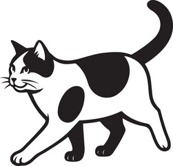 Walking cat silhouette black and white pose, Cute cat walking pet themed design