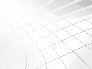 Abstract white grid receding into soft focus and light at horizon line