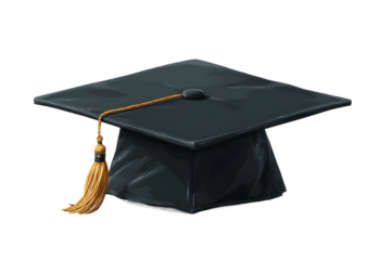 Dark Graduation Cap with Golden Tassel Slightly Tilted View