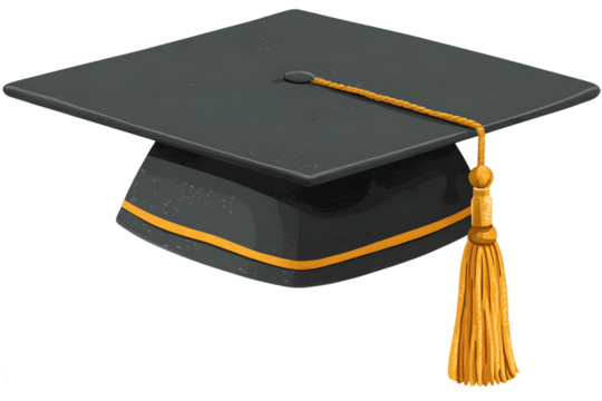 Illustrated Graduation Cap with Golden Tassel and Band
