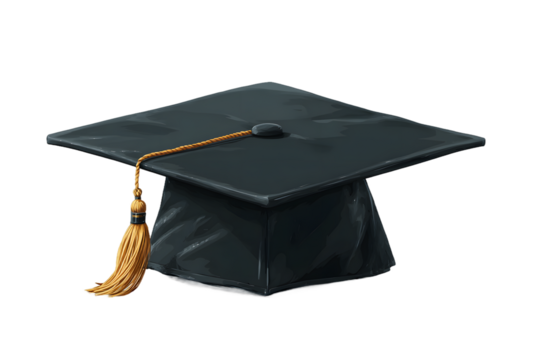 Dark Graduation Cap with Golden Tassel Slightly Tilted View