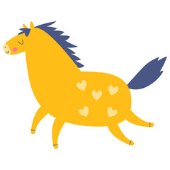 A cute horse in a doodle style. Vector illustration cute horse. Print design with animal. Horse, symbol of 2026 year