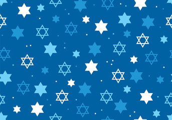 Jewish seamless pattern with confetti and star of David
