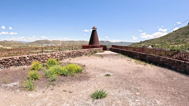 the chimney of an old calcination furnace in Lucainena de las Torres, province of Almeria, Andalusia, Spain