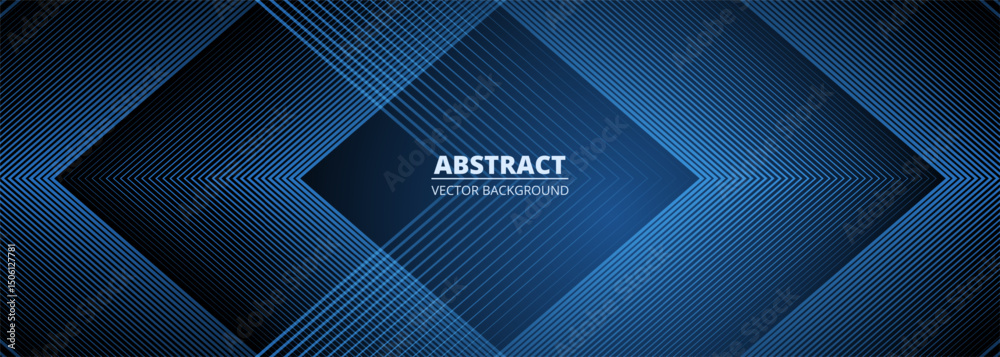 Fototapete dark blue abstract background with glowing triangle geometric stripes. futuristic technology concept