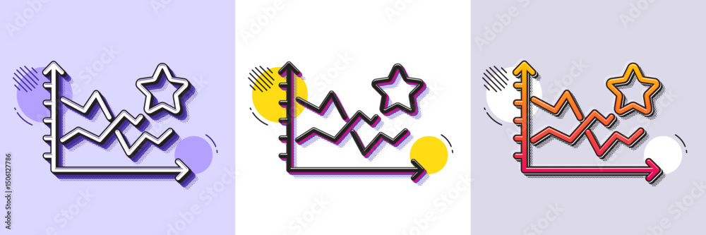Wall mural ranking star line icon. halftone dotted pattern. gradient icon with grain shadow. stars rating sign.