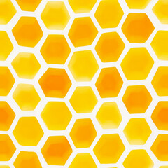 Orange and Yellow Honeycomb Illustration Seamless Background Pattern
