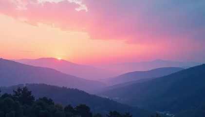 Fototapeta premium Subtle gradient sky merging into hazy landscape, serene, subtle, graphic