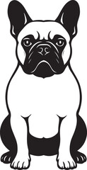 French bulldog elegant silhouette black and white, Small pet dog minimal artwork