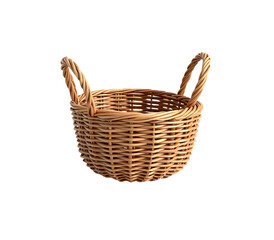 Free PNG rattan basket mockup isolated on white background. 3d rendering.

