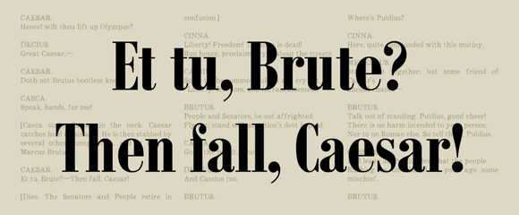 William Shakespeare Quote, Julius Caesar Act 3 Scene 1 - Et Tu Brute Then Fall Caesar - Landscape Famous Classic Literature Excerpt. Literary Passage