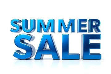 Blue 3D Text "Summer Sale" Isolated on White