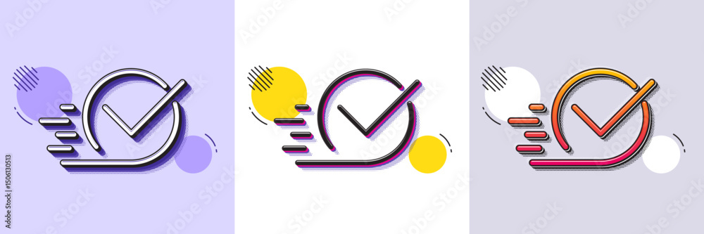 Poster approved line icon. halftone dotted pattern. gradient icon with grain shadow. accepted or confirmed 