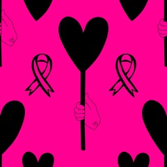 Breast cancer month seamless pink ribbon day mammogram pattern for medical accessories and medicine textiles