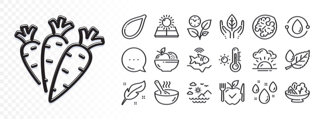 Obraz premium Sun energy, Pumpkin seed and Fruits line icons for web app. Glare of light effect. Message icon. Pack of Vegetarian food, Cold-pressed oil, Leaves pictogram icons. Vector