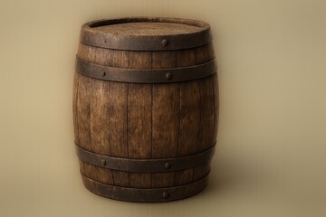 Obraz premium Old Wooden Barrel Isolated on White Background