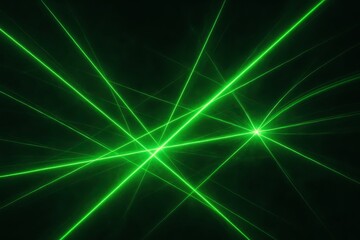 Naklejka premium Futuristic Design with Vibrant Green Laser Beams on a Dark Abstract Background