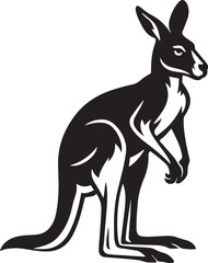 Kangaroo powerful silhouette black art, Standing kangaroo side pose vector