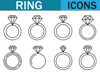 Naklejka premium Hand-drawn Diamond Ring Illustrations - Elegant Jewelry Designs