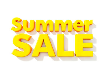 Yellow 3D Text "Summer Sale" Isolated on White